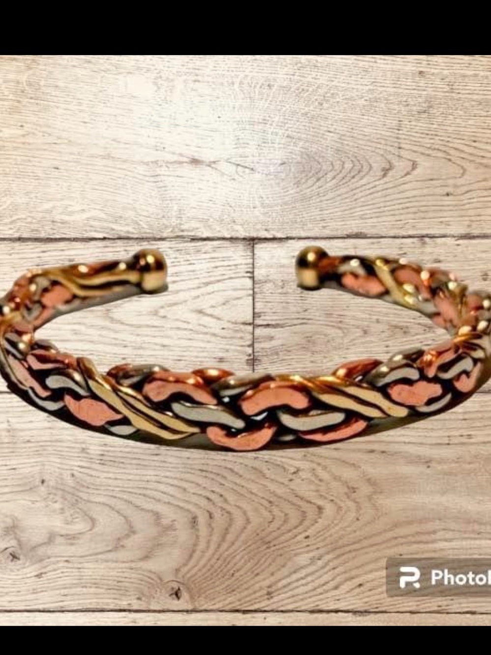 Mixed-Metal Braided Cuff Bracelet - Gold & Rose Copper